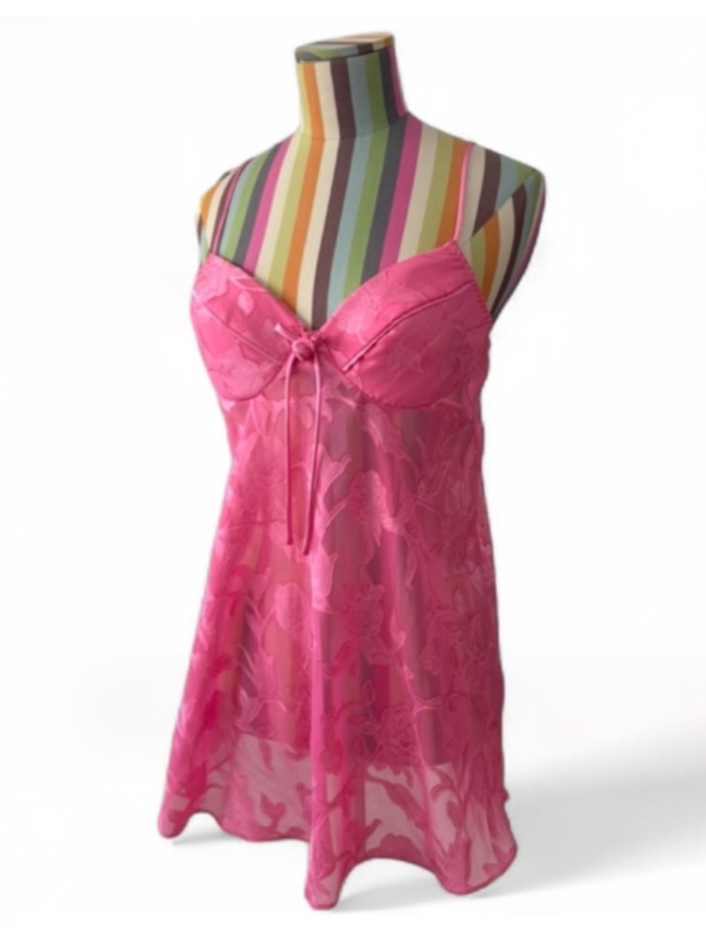 Seductive Wear by Cinema Etoile Pink Babydoll Sheer Floral Slip Dress